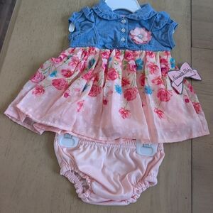 Nanette Baby Blue and Pink Floral Diaper Cover Set